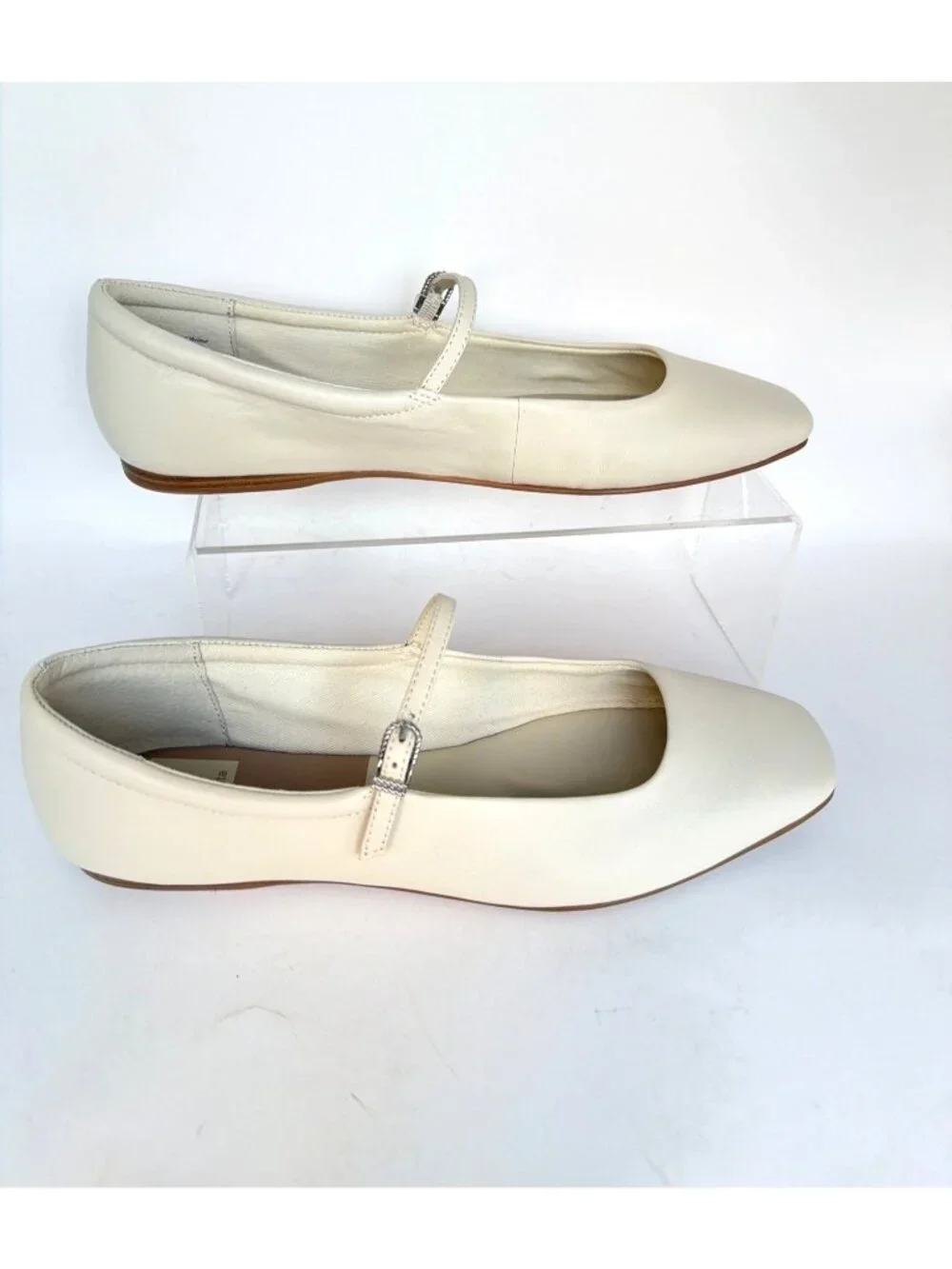 Dolce Vita Reyes Ivory Leather Mary Jane Square-Toe Flats Size 8.5